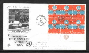 Just Fun Cover United Nations #146 Block of 6 FDC Artcraft Cachet (my2603)