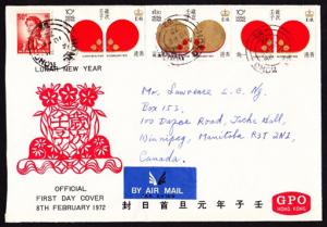 HONG KONG  1972 Year of the Rat FDC