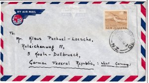 NEW ZEALAND 1/9d ON WELLSFORD AIRMAIL COVER TO WEST GERMANY 1963