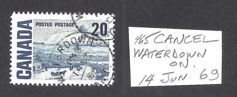 CANADA CDS TOWN CANCEL WATERDOWN ONTARIO, SCOTT 464i (NF) VF USED (BS16068)