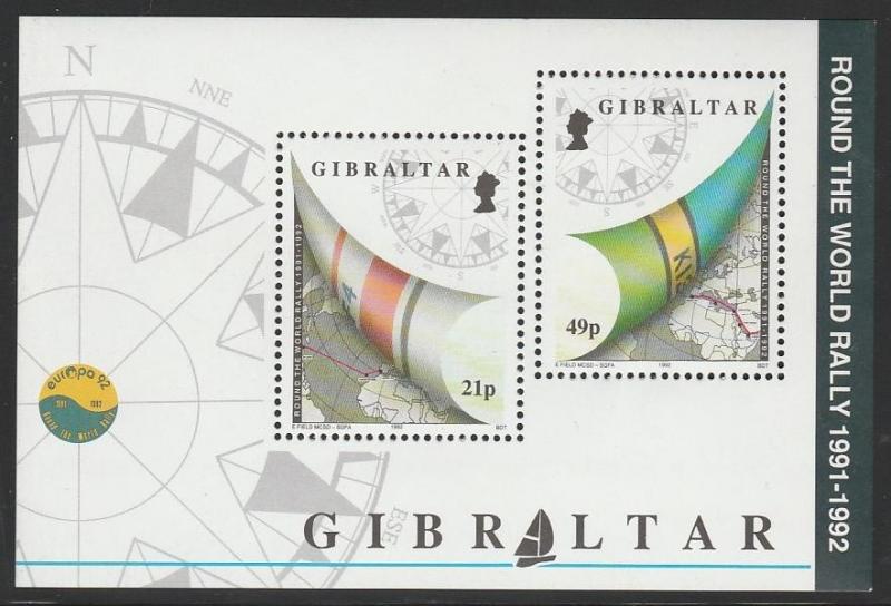 Gibraltar 1992 # 614-617 Yacht Rally set and S/Sheet MNH