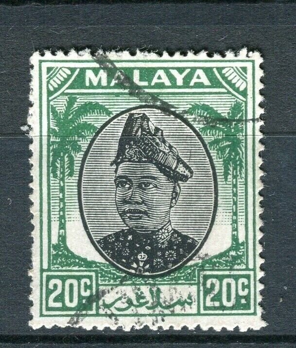 MALAYA; SELANGOR 1940s early Sultan issue fine used Shade of 20c. value