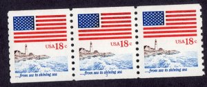 Scott #1891 Flag over Lighthouse (Sea to Shining Sea) Coil of 3 Stamps - MNH P#3