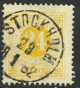 SWEDEN 1877-79 24o Numeral Issue Sc 34 VFU