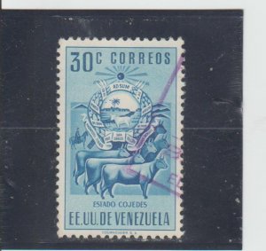 Venezuela  Scott#  616  Used  (1954 Arms of Cojedes)