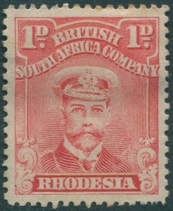 Rhodesia 1913 SG193 1d red KGV toned perfs MH