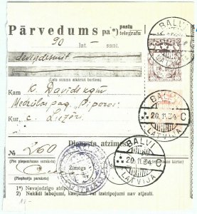 68998 - LATVIA - POSTAL HISTORY - MONEY ORDER: Balvi 1934-
