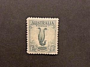 Australia: 1932 1/- Lyrebird, perforation 11, Mint Lightly Hinged