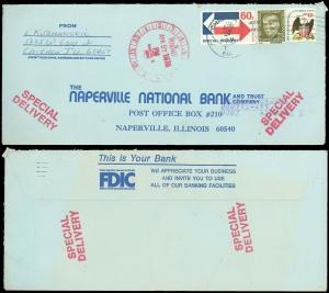 1976 Ill, #E23 SPECIAL DELIVERY, RARE 80¢ RATE, Legal Sized COMMERCIAL ENVELOPE