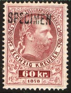 Austria: 1873 Telegraph Stamp with SPECIMEN overprint