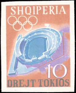 Albania #733a, Complete Set(4), Imperf, 1964, Olympics, Sports, Never Hinged