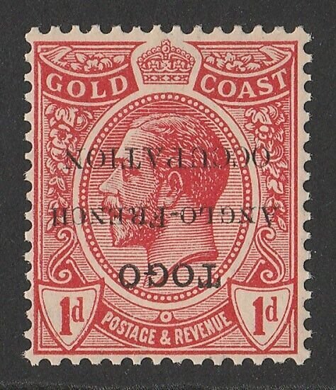 TOGO - BRITISH OCCUPATION 1915 Accra overprint KGV 1d, error INVERTED. MNH **.