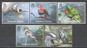 Wb257 2013 Solomon Islands Birds Fauna #1575-78,1580 Set Mnh