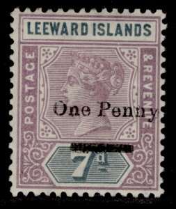 LEEWARD ISLANDS EDVII SG19, 1d on 7d dull mauve & slate, NH MINT.