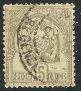 TUNISIA 1888-1902 15c Gray Coat of Arms Sc 16 VFU