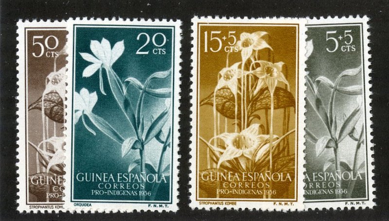 SPANISH GUINEA 344-5, B53-4   MNH BIN $1.00 FLOWERS