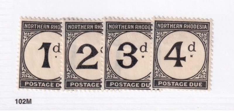 NORTHERN RHODESIA # J1-J4 VF-MLH POSTAGE DUES CAT VALUE $25