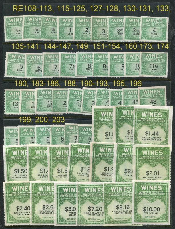 GENUINE-SCOTT-RE108/203-MINT-NGAI-NH-SET-OF-56-WINE-STAMPS-DEALER-CLOSEOUT