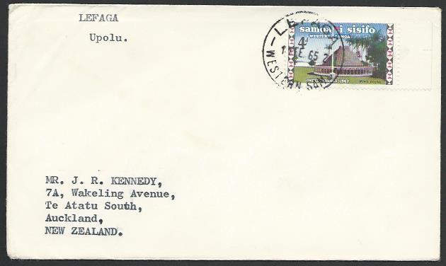 SAMOA 1965 cover to NZ - LEFAGA cds........................................13190