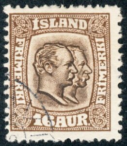 ICELAND 1907-08, SC 78, 16 aur, Perf 13, Wmk 113 (crown) cv $40.00  *Bay Stamps*