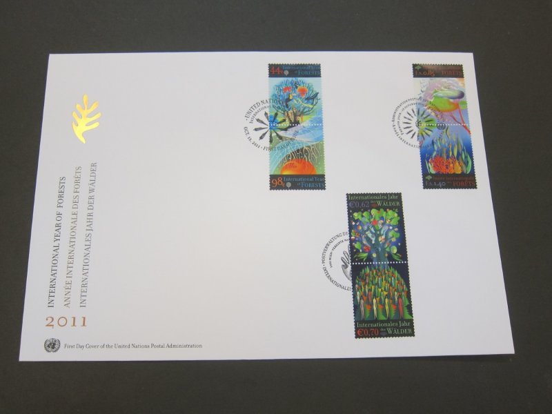 United Nations (NY,Vienna,Geneva) 2011 Sc 506a,545a,1036a FDC