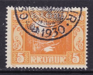 Iceland Scott 165, 1930 Althing 5 Kr, F/VF Used.  Scott $150