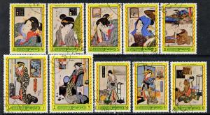 Manama 1972 Japanese Paintings set of 10 cto used, Mi 861...