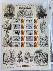 2007 175th Anniv of Lewis Carroll History of Britain 9 Ltd Edition Smiler Sheet