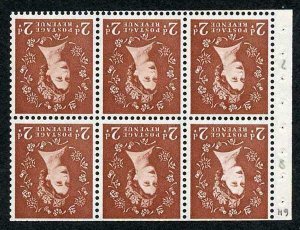 SG573Wi 2d Wilding No Phosphor Wmk Crowns INVERTED Booklet Pane U/M