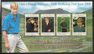 GRENADA GRENADINES SG2997a 200018th BIRTHDAY OF PRINCE WILLIAM  SHEETLET  MNH