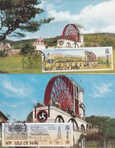 Isle of Man 1983 the great Laxey Wheel pair Maxicard