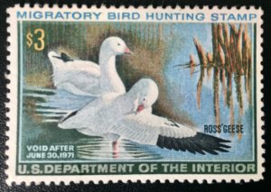 United States #RW37 Ross' Geese Hunting Stamp (1970).  Unused. No gum.