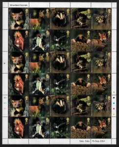 GB Beautiful Woodland Animals from 2004 • Full Sheet of 30 First Class Stamps