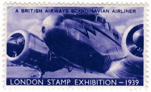 (I.B) Cinderella Collection : Stamp Exhibition (London 1939) Airliner