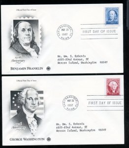 US 3139-3140 Pacific 97 Franklin Washington addr PCS cachet FDC