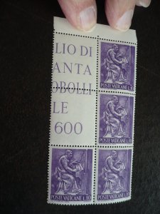 Stamps - Vatican - Scott# 424 - Mint Never Hinged Block of 4 Stamps & 2 Labels