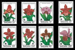 Tanzania 1990 - Orchids, Flowers - Set of 8 stamps - Scott 628-35 - MNH