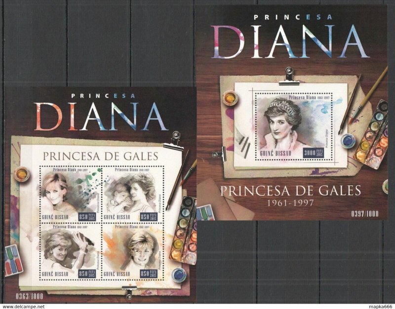 2015 Guinea-Bissau Royal Princess Of Wales Diana Kb+Bl ** Stamps St961