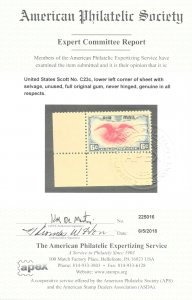 C23c MNH 6c. Air Mail,  Color Error, Certified, Margin, Free Insured Shipping