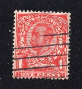 Great Britain 1912 1p carmine George V, Scott 154 used, value = $3.50