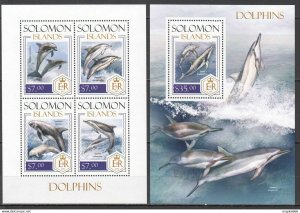 2013 Solomon Islands Dolphins Marine Life Fauna #2337-41 1+1 ** Ls301