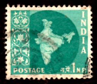 India 1np Map of India 1960 SG.399, Sc.302 Used (#07)