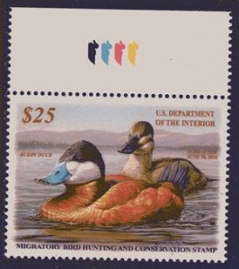 US Stamp #RW82 MNH Pair of Ruddy Ducks on the Water Single, Cut From Press Sheet