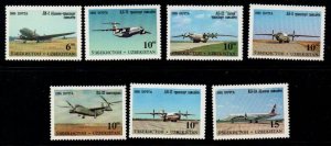 Uzbekistan Sc 88-94  1995 Airplanes stamp set mint NH