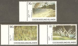 COCOS KEELING ISLANDS Sc# 159 - 161 MNH FVF Set3 Palm Trees Ocean Beach