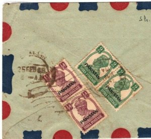 PAKISTAN Cover KGVI India Overprints Air Mail Jamnagar 1948{samwells-covers}B200