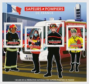 Stamps of France ( Pre order) 2022 - Firefighters - Miniature Sheet.