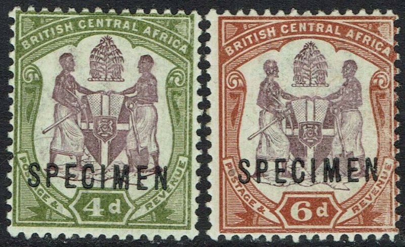 BRITISH CENTRAL AFRICA 1897 ARMS 4D AND 6D SPECIMEN 