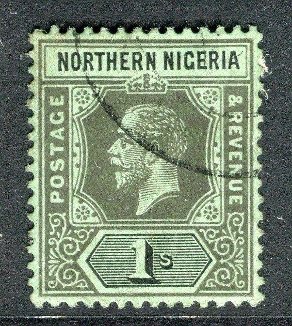 NIGERIA;  1912 early GV Crown CA issue used 1s. value