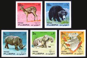 Fujeira Michel #792B-796B set/5 mnh - 1971 wildlife - wild animals - imperf